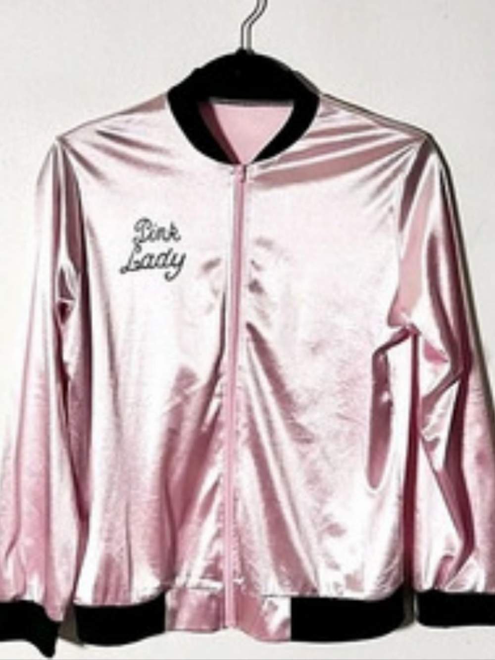 Grease "Pink Lady" Costume Jacket Light Pink Black Trim Sz XXL Zip Front